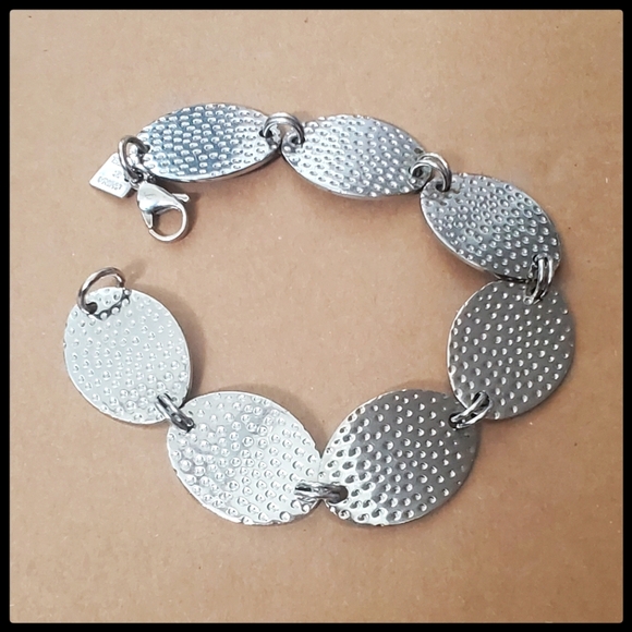 Stately Steel Jewelry - Hammered Bracelet
